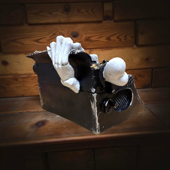 Halloween Typewriter Skeleton Hand Resin Poe Spooky Table Top Decor Figurine - Picture 4 of 9